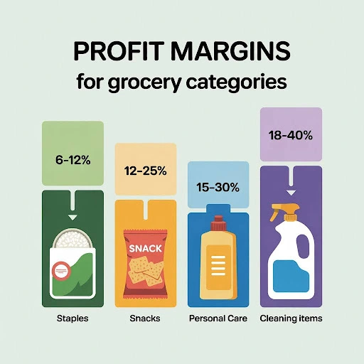 Chart showing profit margins in the grocery business